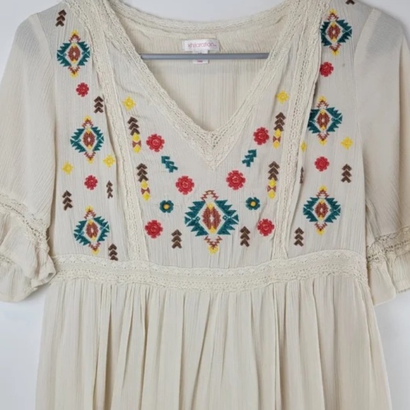 Cream Floral Embroidery Boho Dress - Picture 8 of 11